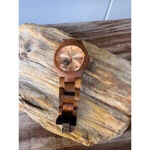 Jord Automatic Wooden Wristwatch Seagull With Rose Gold Dial & Diamond Accents